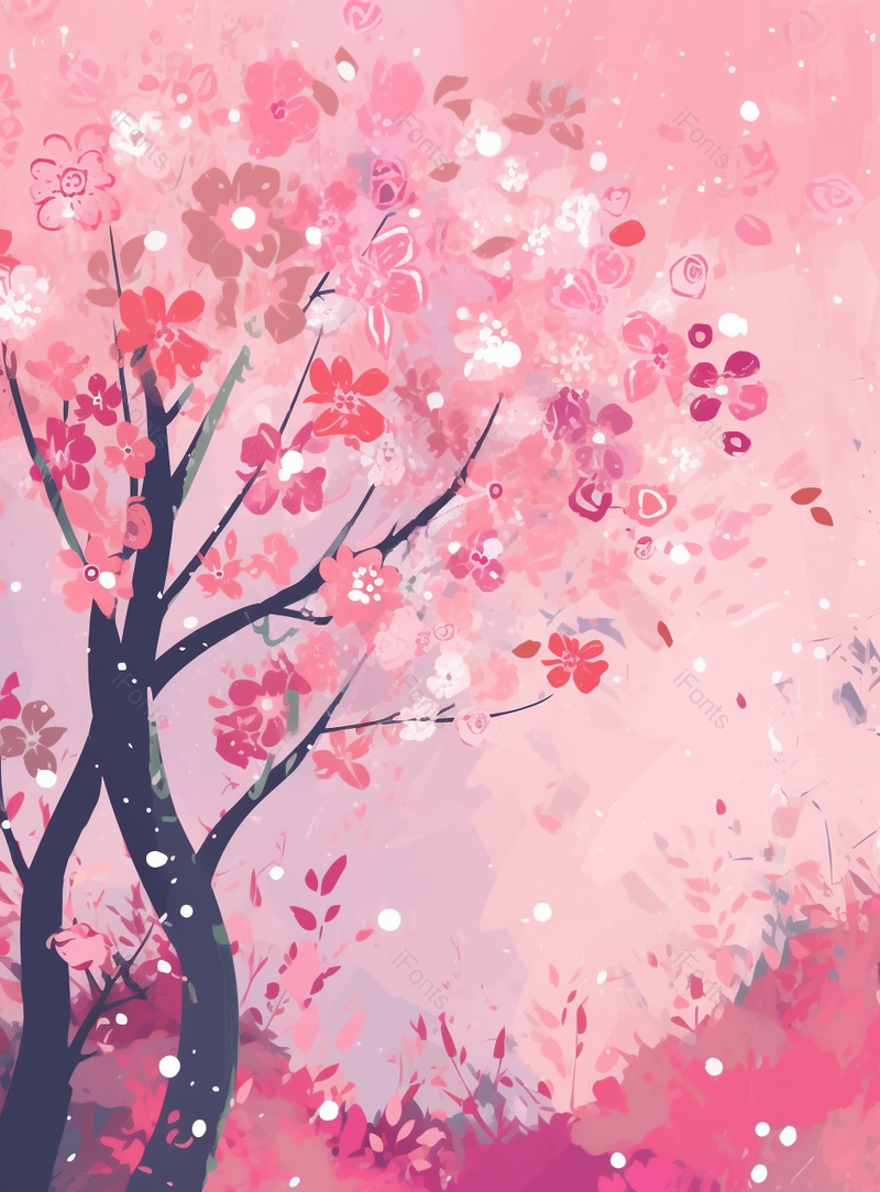 粉嫩粉嫩的背景以花草树木为背景,插画/手绘图,插画/手绘图库,插画/手绘图下载,插画/手绘